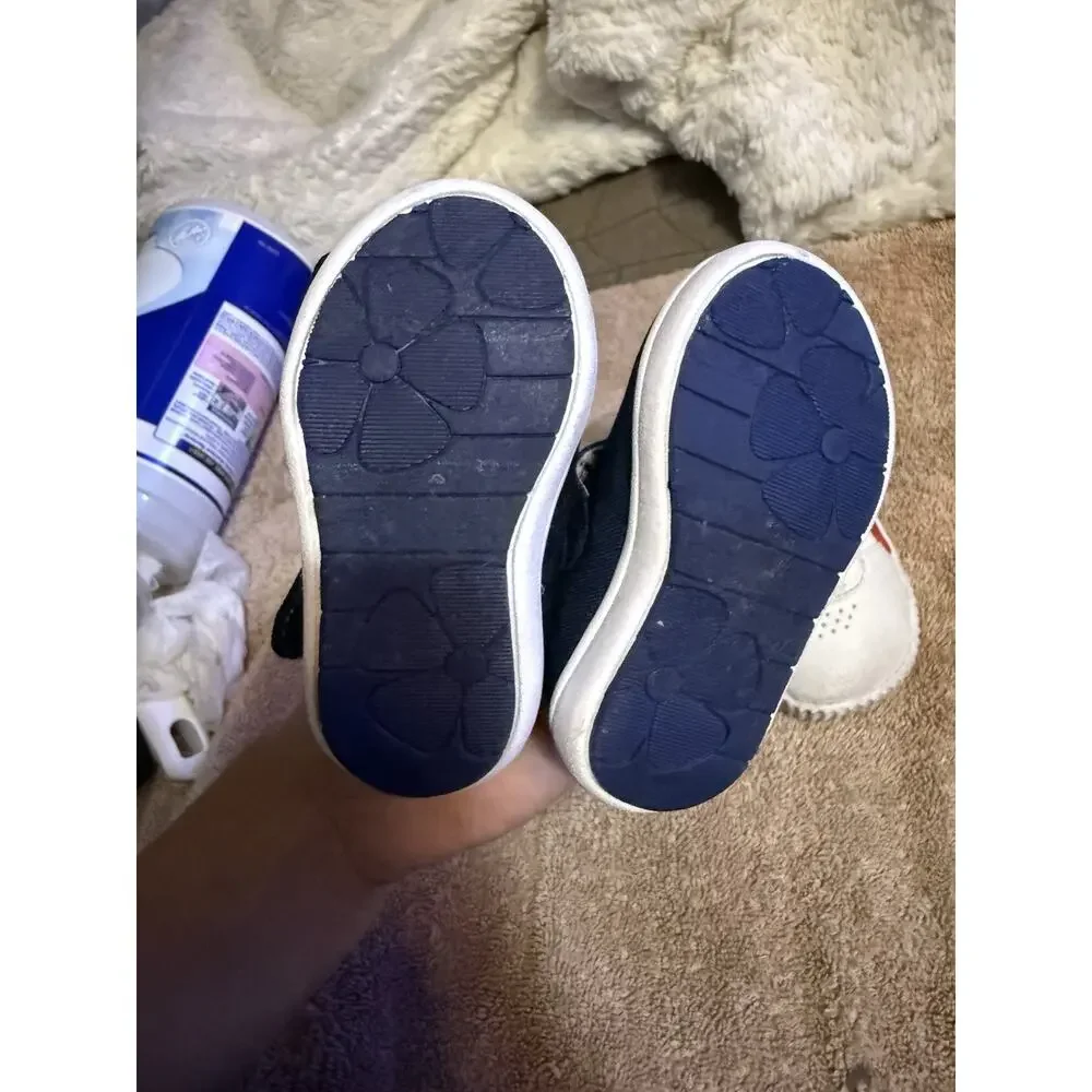 bundle- PUMA girl baby Sneakers size 4C , & blue flower shoes size 3C